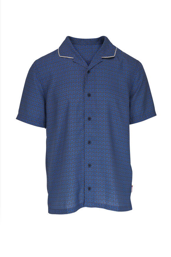 Orlebar Brown Hibbert Blue Perez Print Button Down 