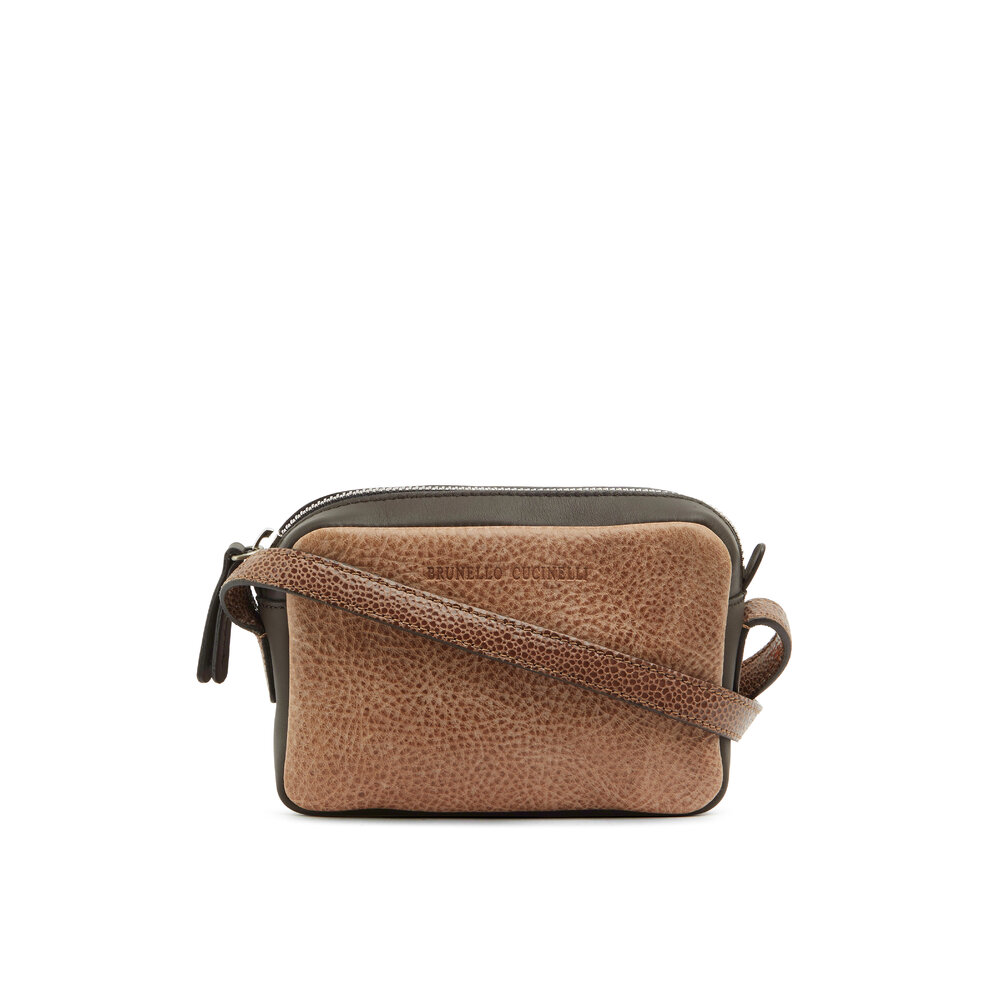 Brunello Cucinelli - Torba Peat Suede Flap Crossbody Bag