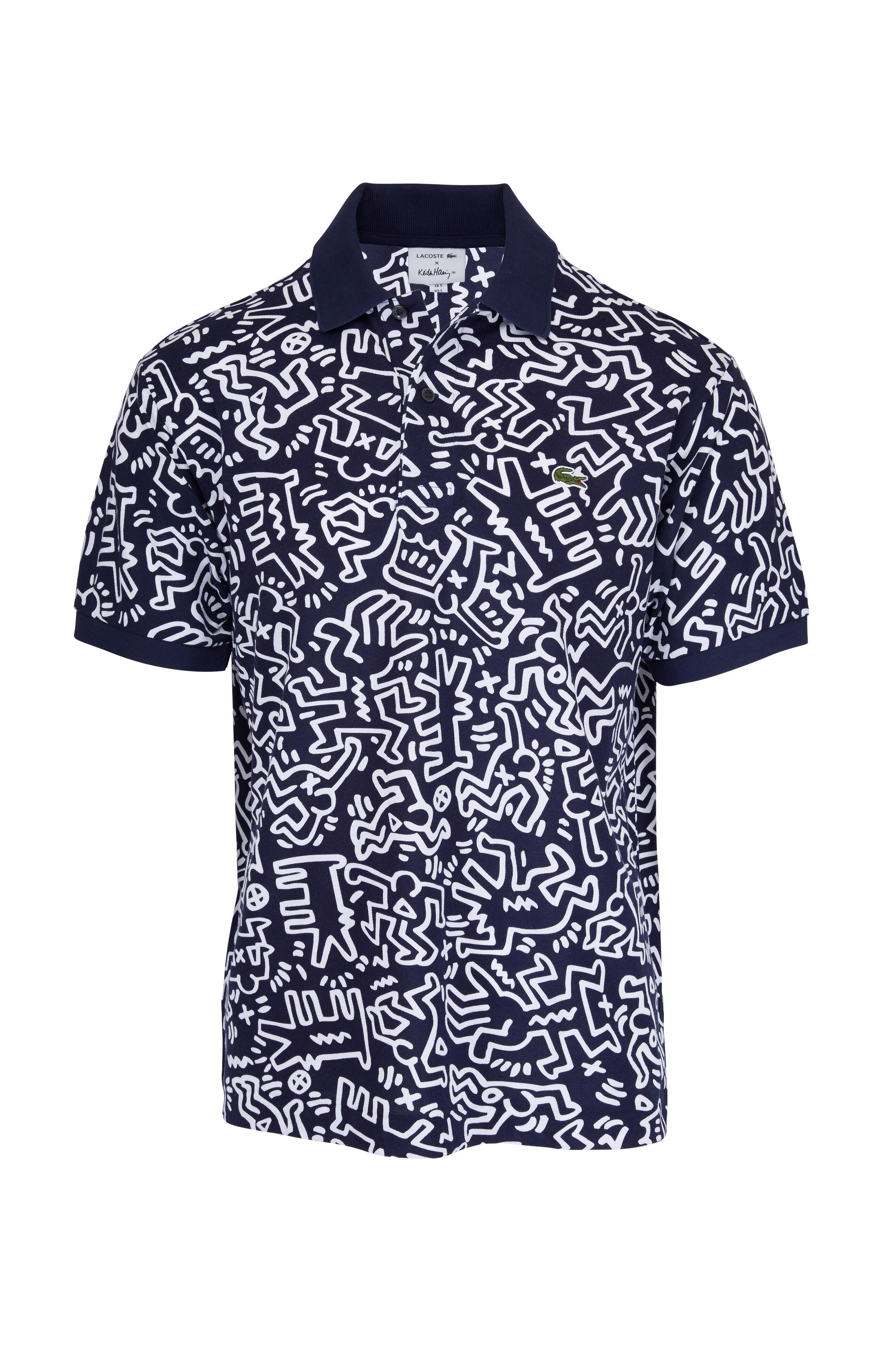 Lacoste x Keith Haring Special Edition All Over Print Polo Croc Logo Shirt  Large