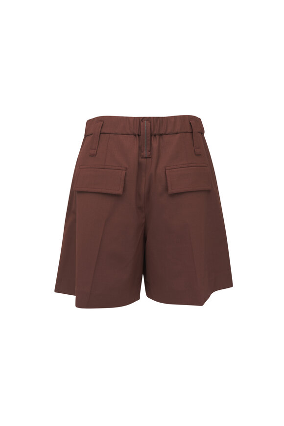 Brunello Cucinelli Chocolate Lightweight Formal Shorts - view 2