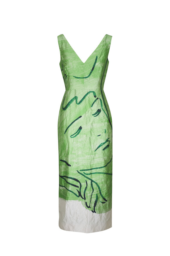 Erdem Green Sleeveless Cocktail Dress