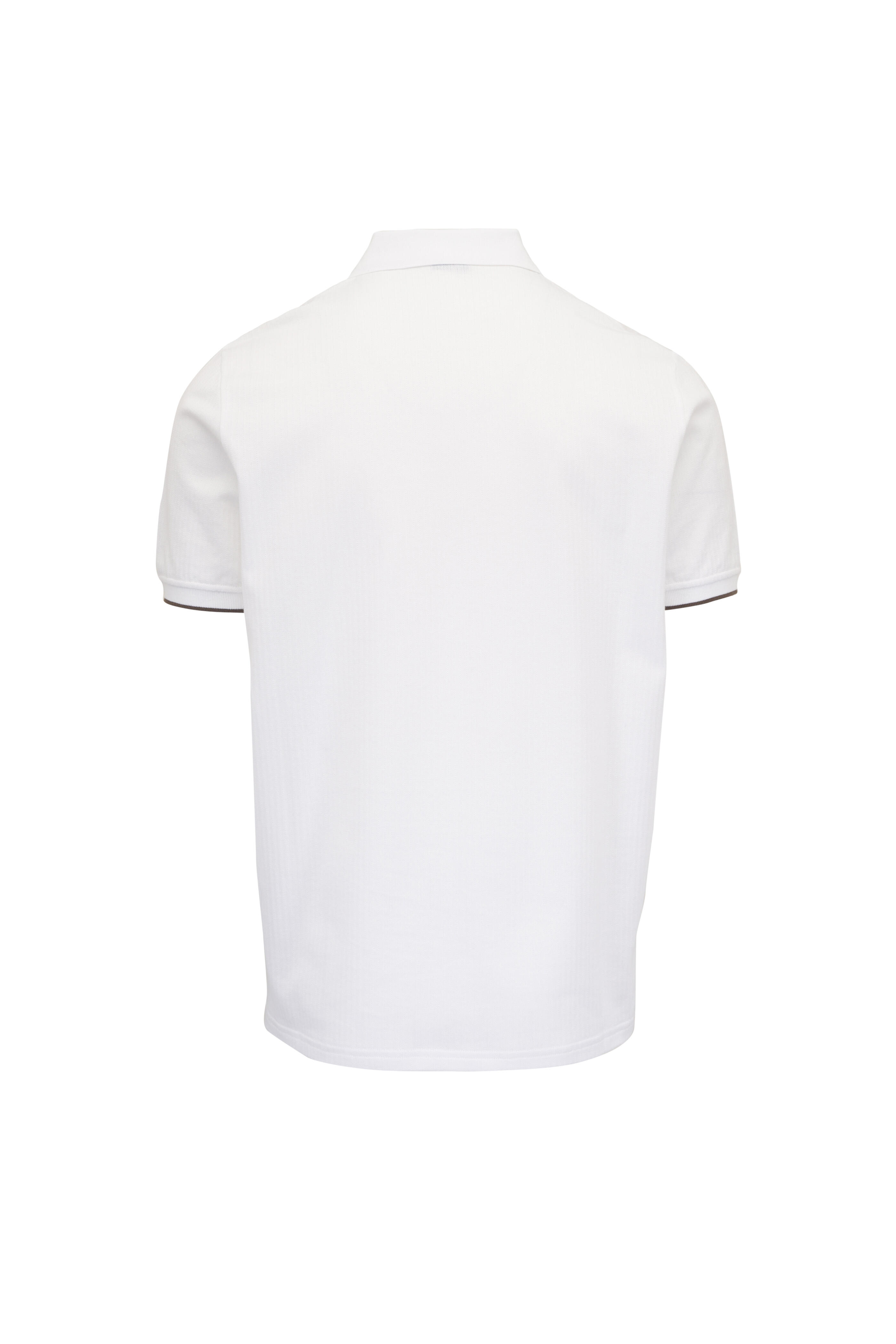 Kiton - White Cotton Tipped Polo