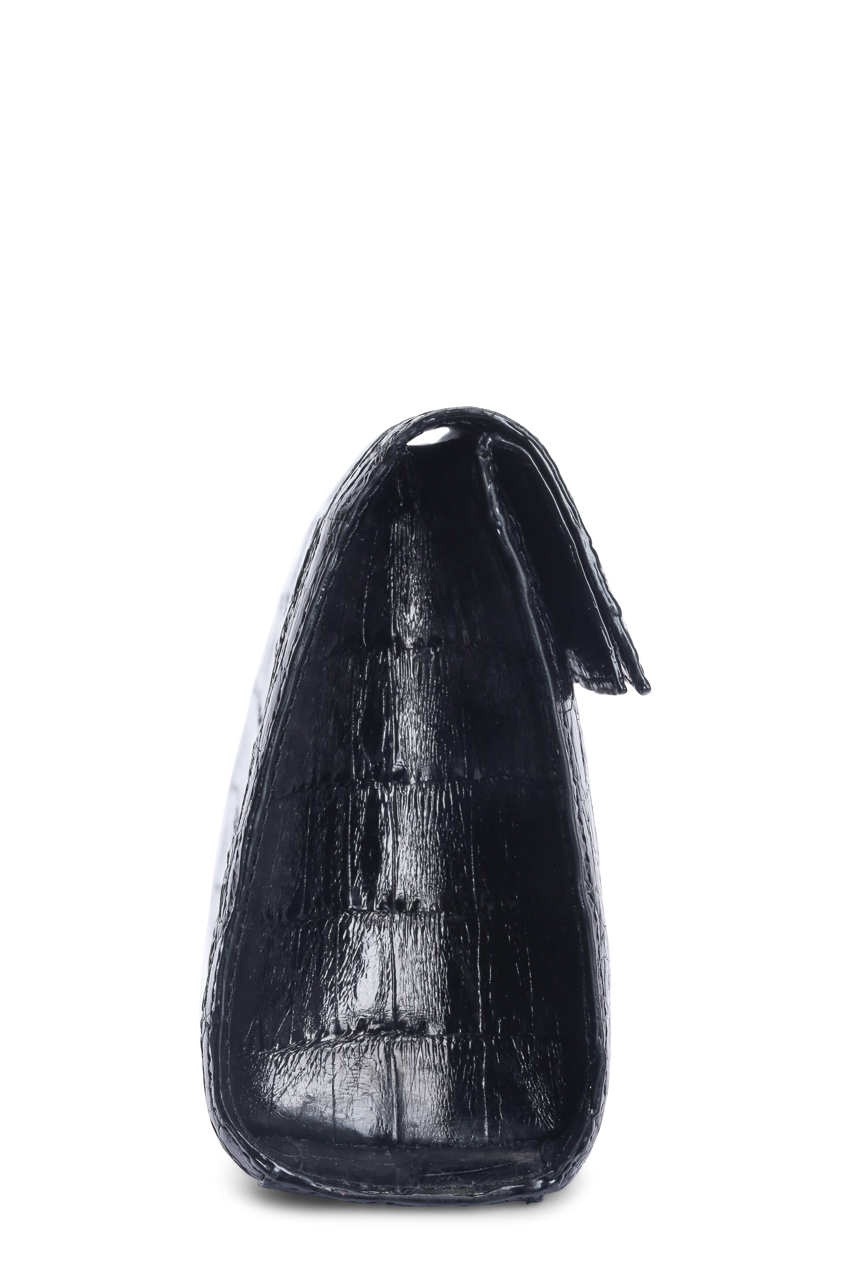 Nancy Gonzalez - Black Crocodile Mini Flap Clutch