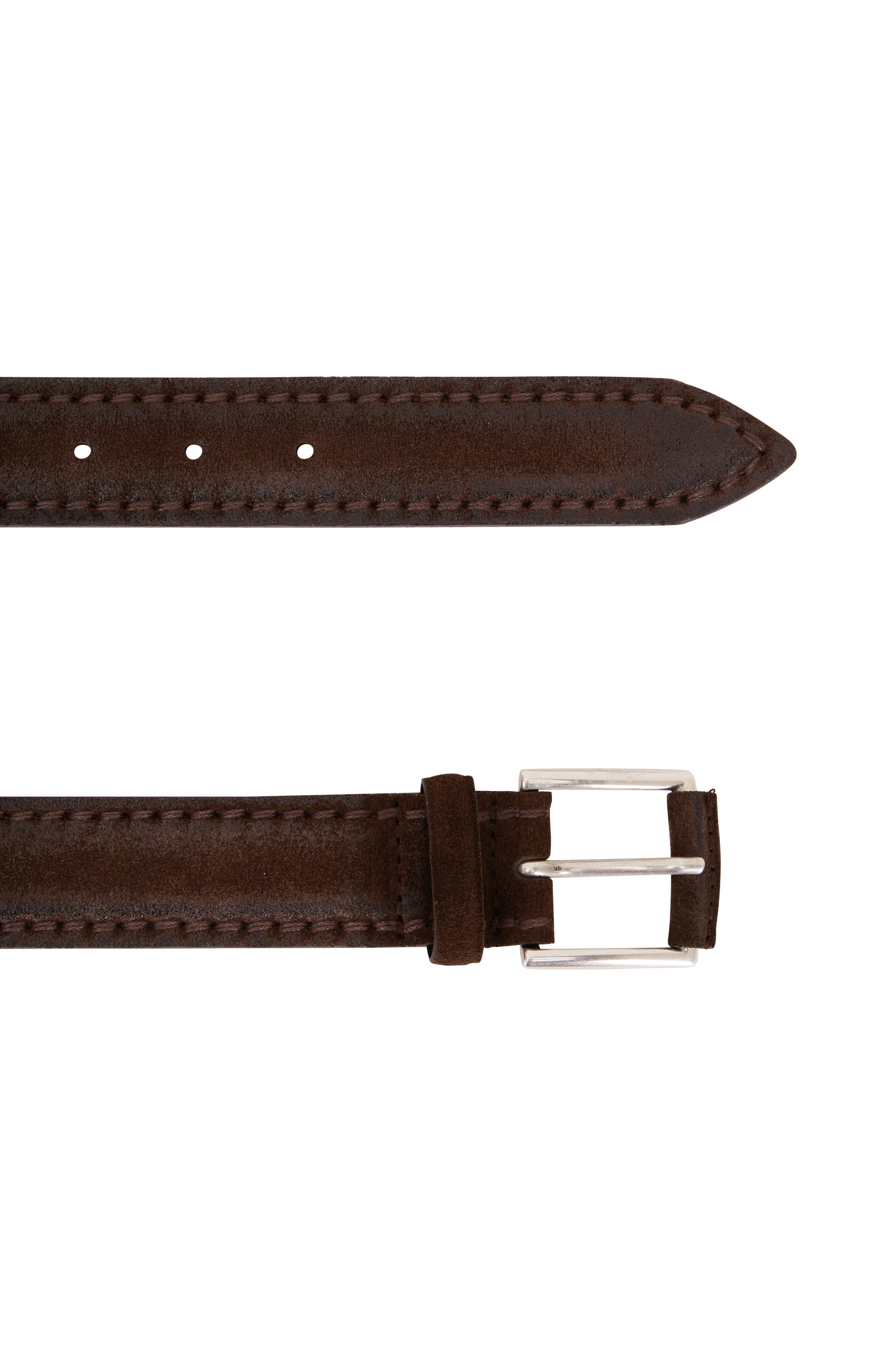 Orciani - Dark Brown Leather & Suede Belt | Mitchell Stores