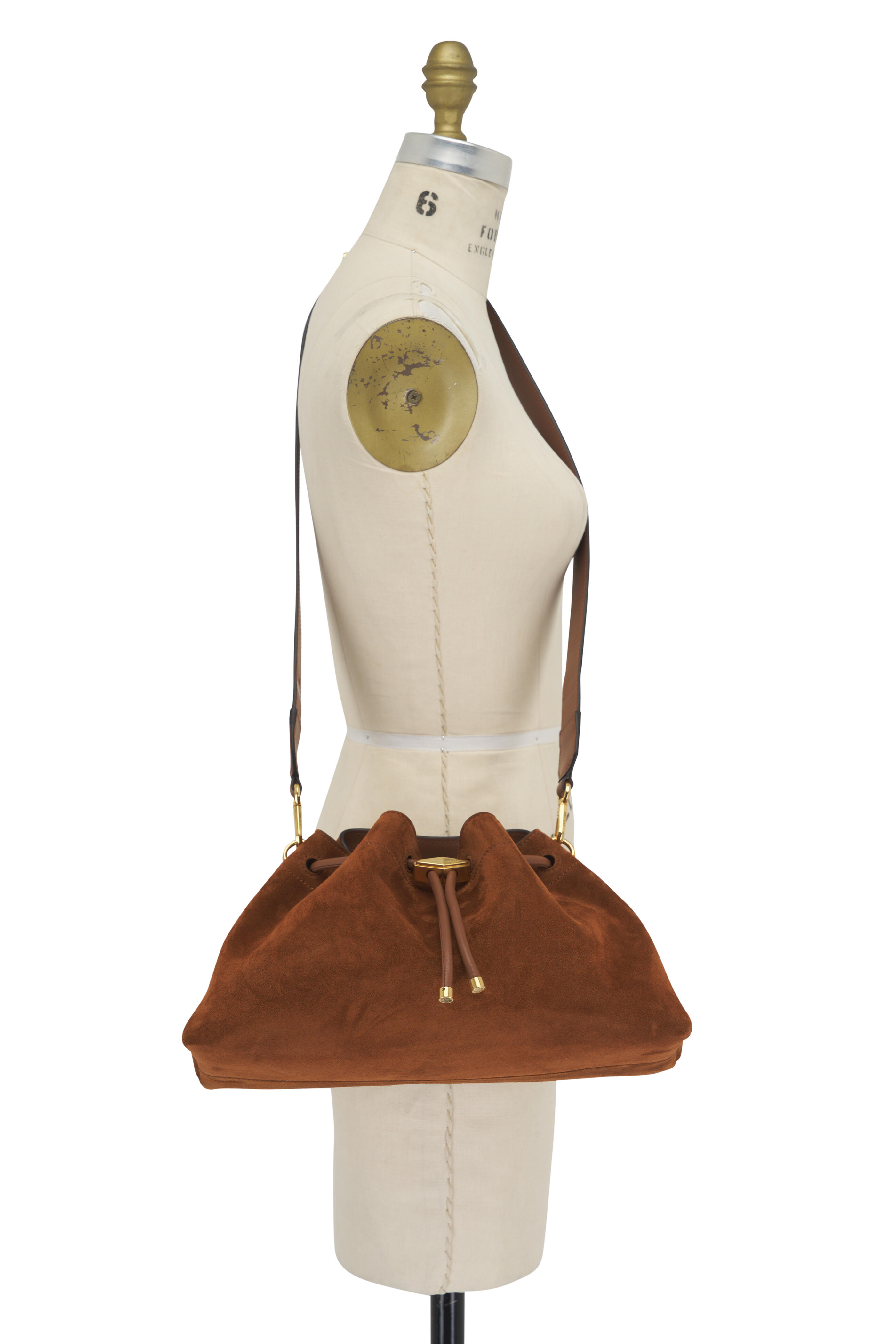 Jimmy Choo - Cinch M Brown Suede Shoulder Bag | Mitchell Stores