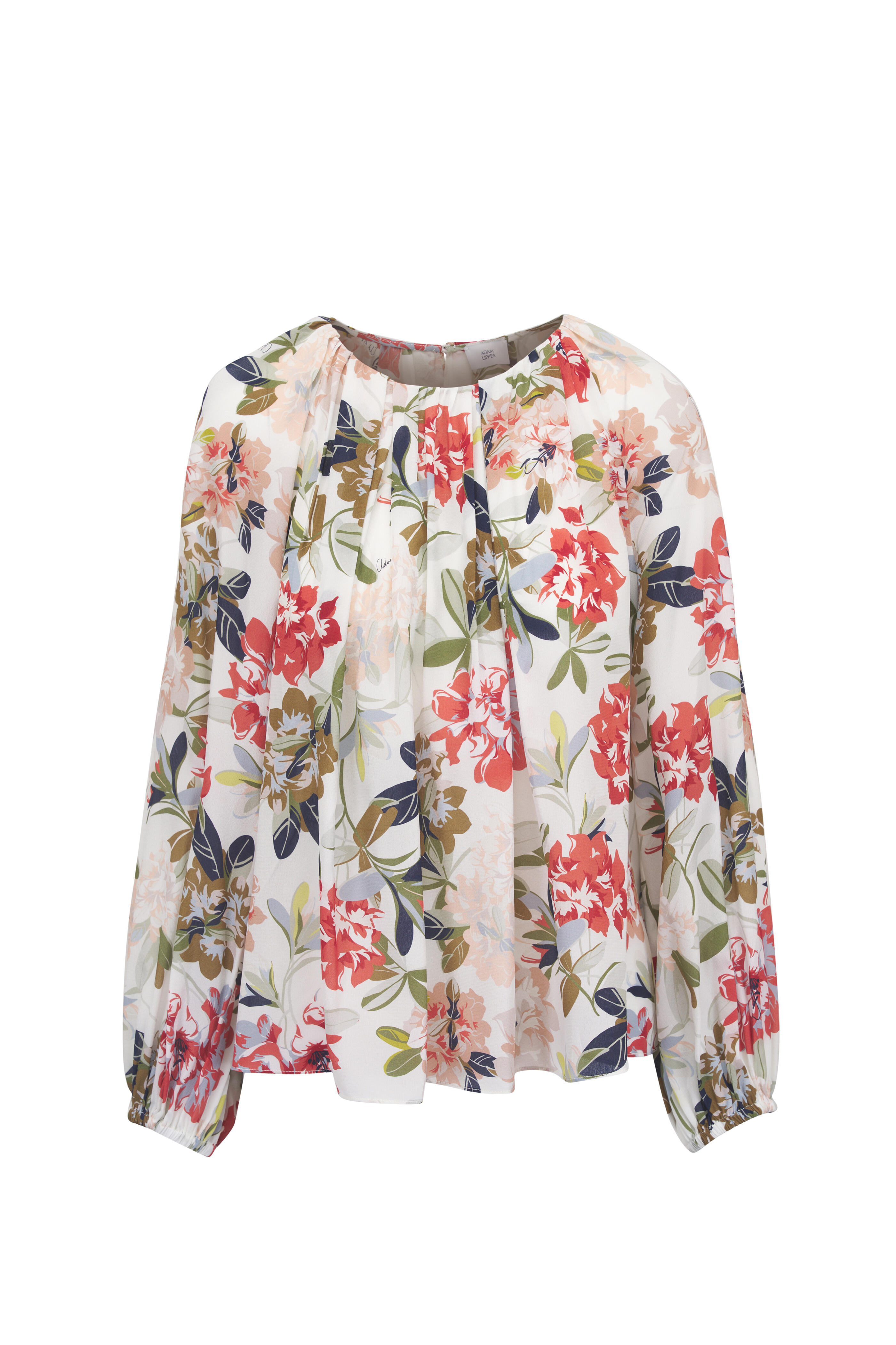 Adam Lippes - Lottie Ivory Multi Floral Crepe De Chine Top