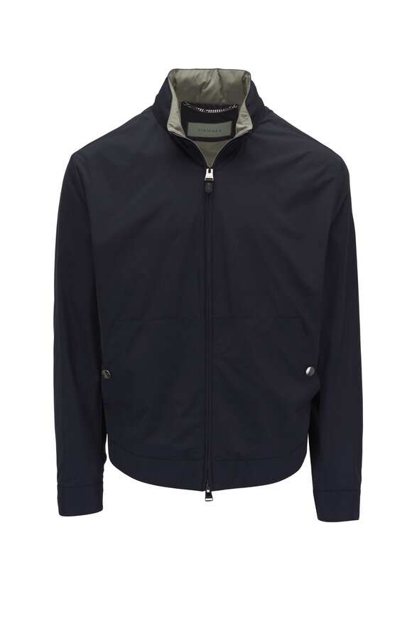 Canali Navy Lightweight Bomber Jacket