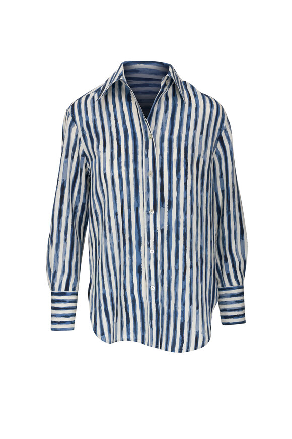 Vince - Coastal Painterly Stripe Oversized Shirt