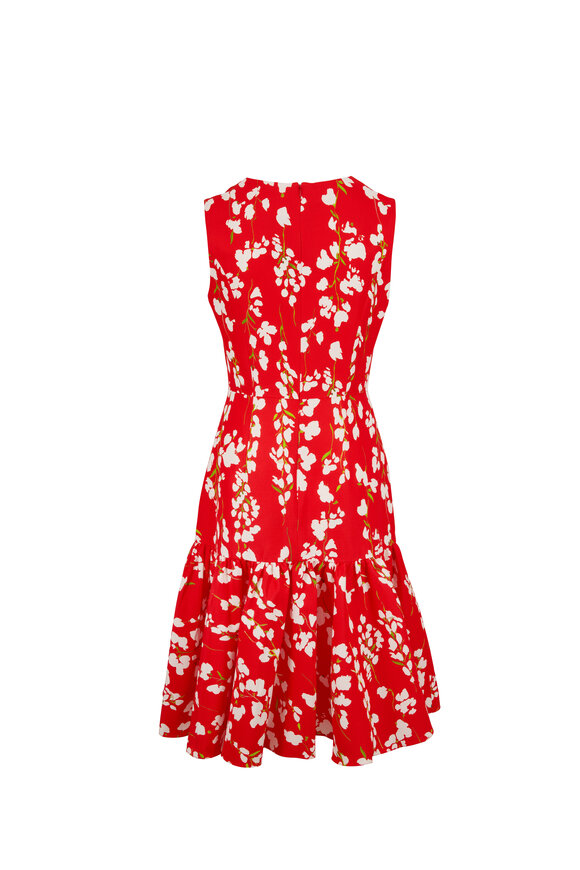 Carolina Herrera - Red Floral Print Sleeveless Dress 