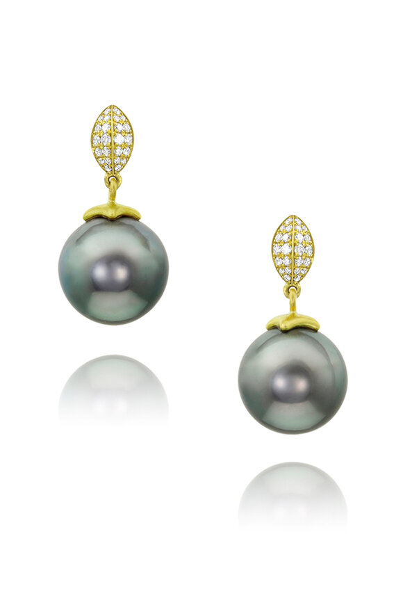 Leigh Maxwell - Bahari Diamond & Tahitian Pearl Drop Earrings 