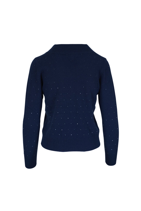 Kinross Navy Crystal Cashmere V-Neck Sweater - view 2