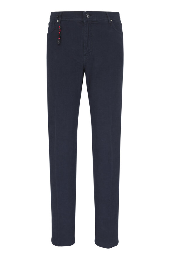 Marco Pescarolo Nerano Navy Blue Cotton & Silk Five Pocket Pant - view 1
