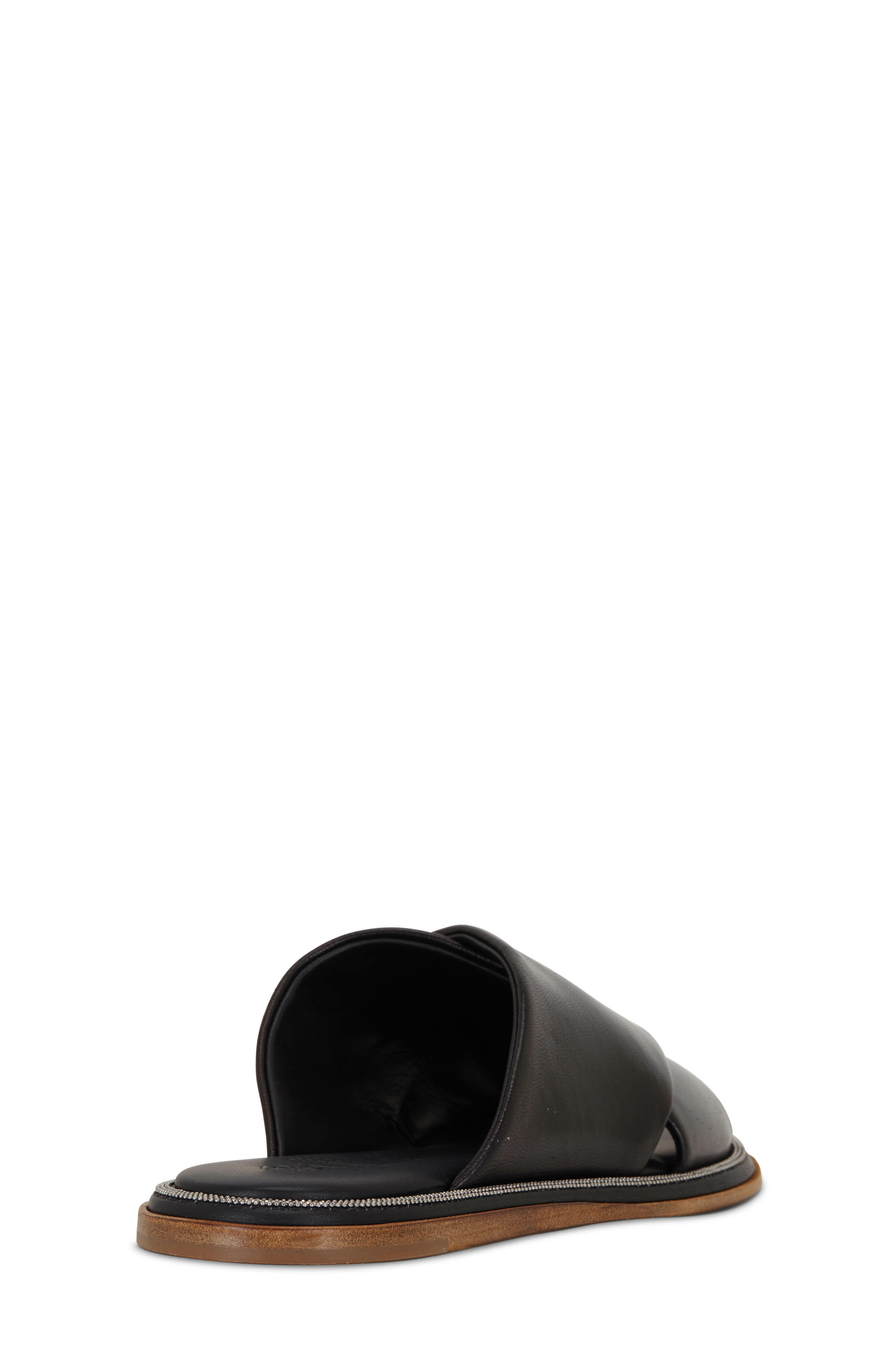 Brunello Cucinelli - Black Leather Criss-Cross Slide