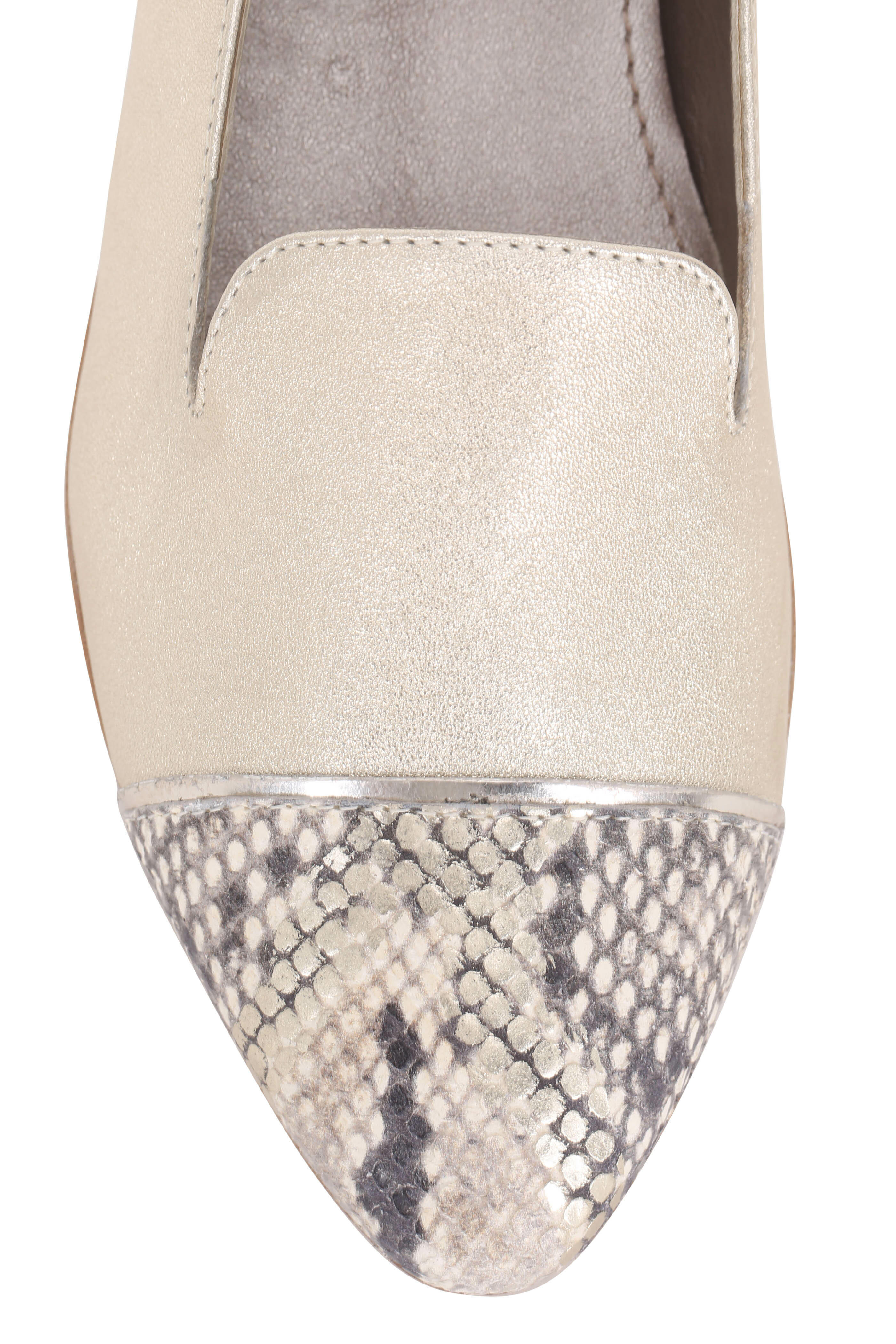 AGL - Gold Leather & Snakeskin Cap-Toe Flat