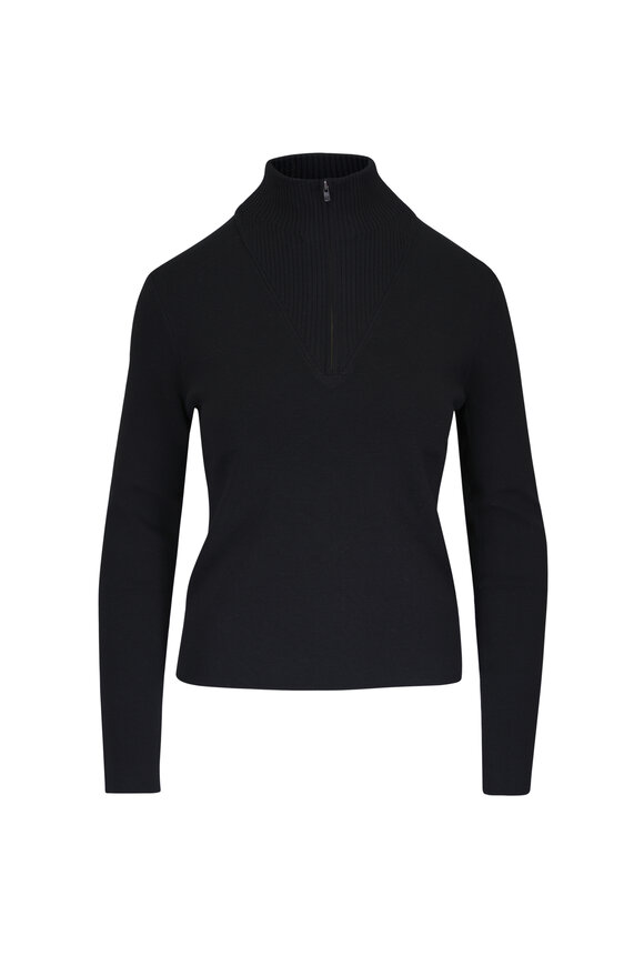 Majestic Noir Stretch Merino Half Zip Blouse - view 1