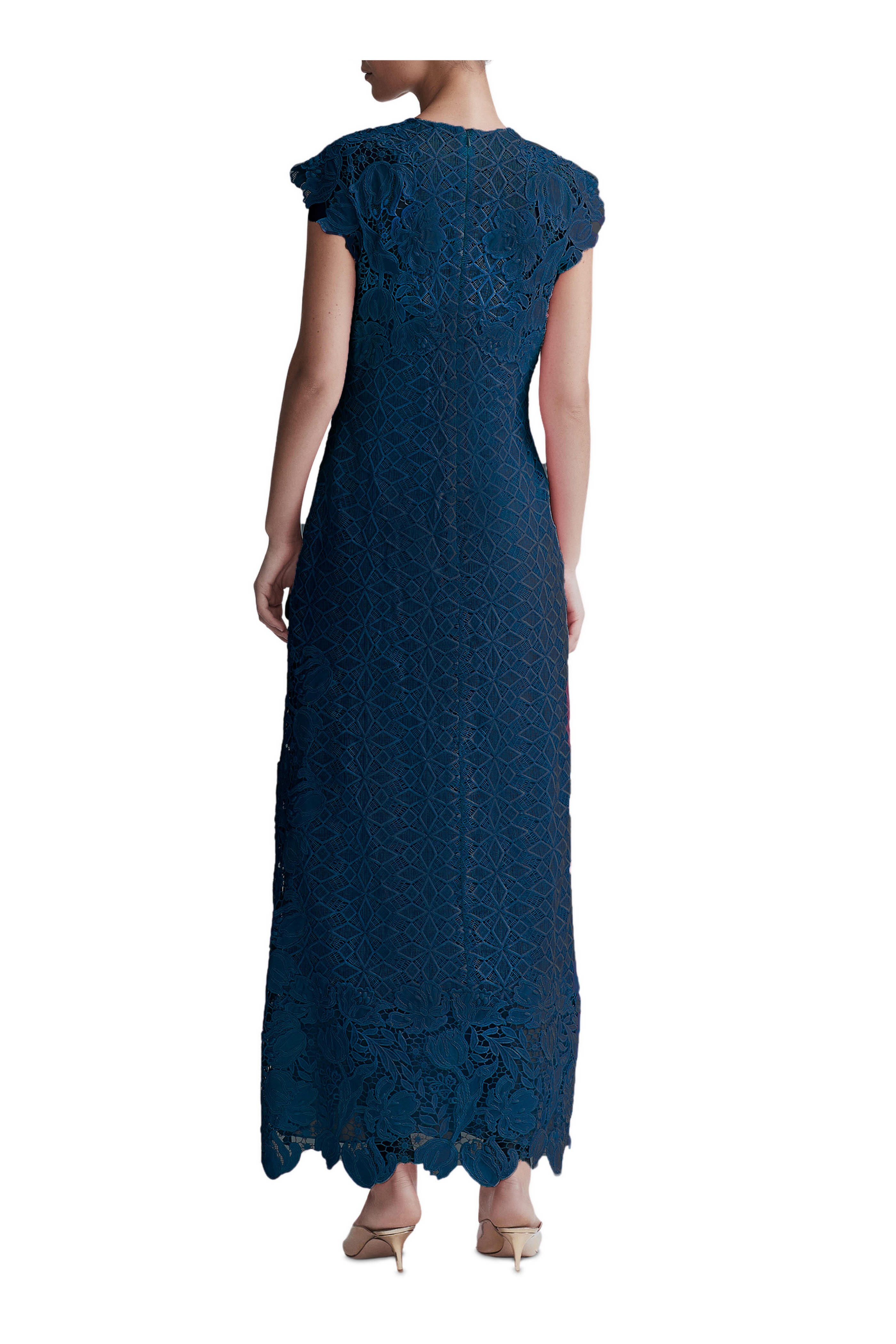 Lela Rose - Navy Floral Lace Pencil Dress | Mitchell Stores