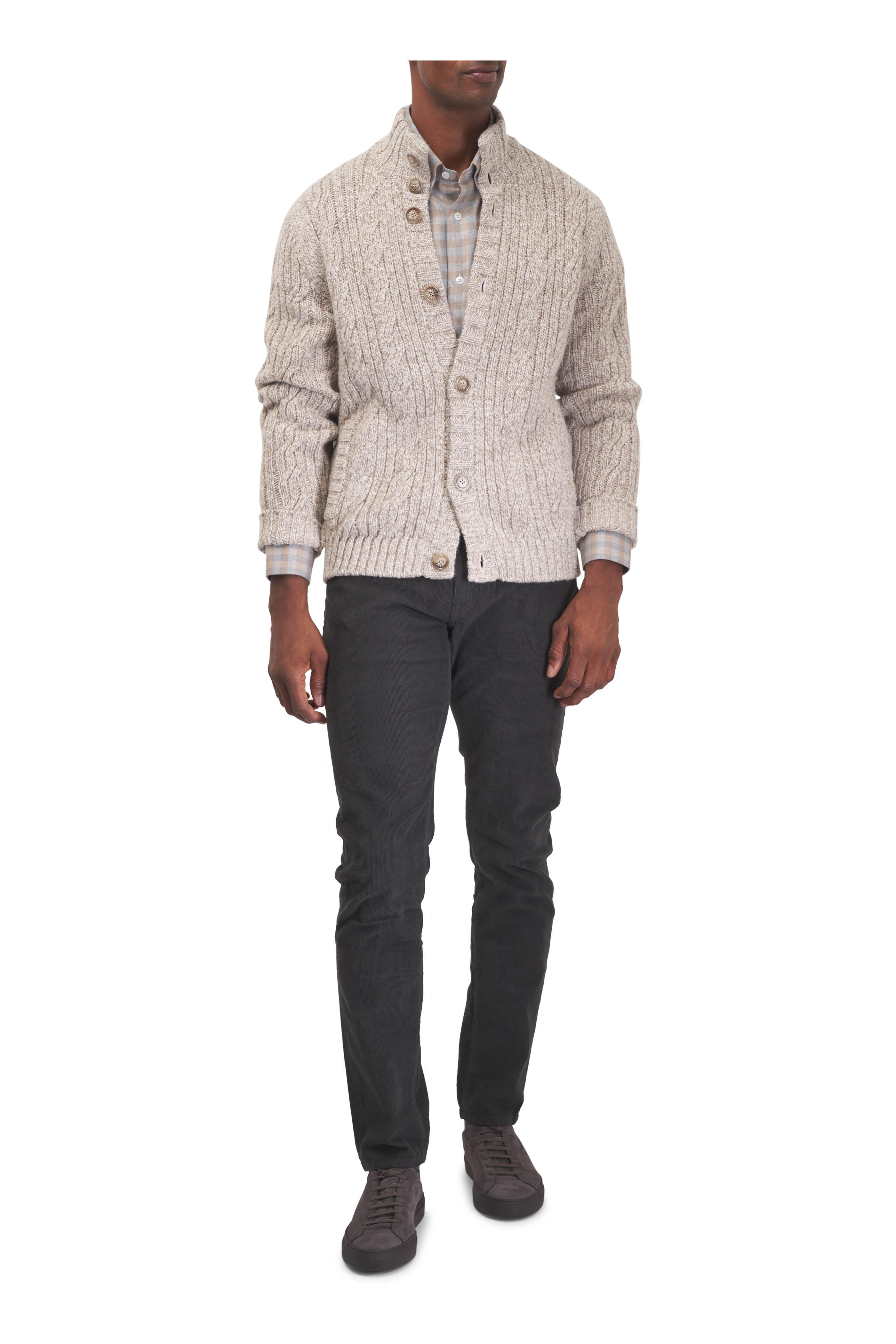 Fedeli - Cream Chunky Cable Knit Cashmere Sweater