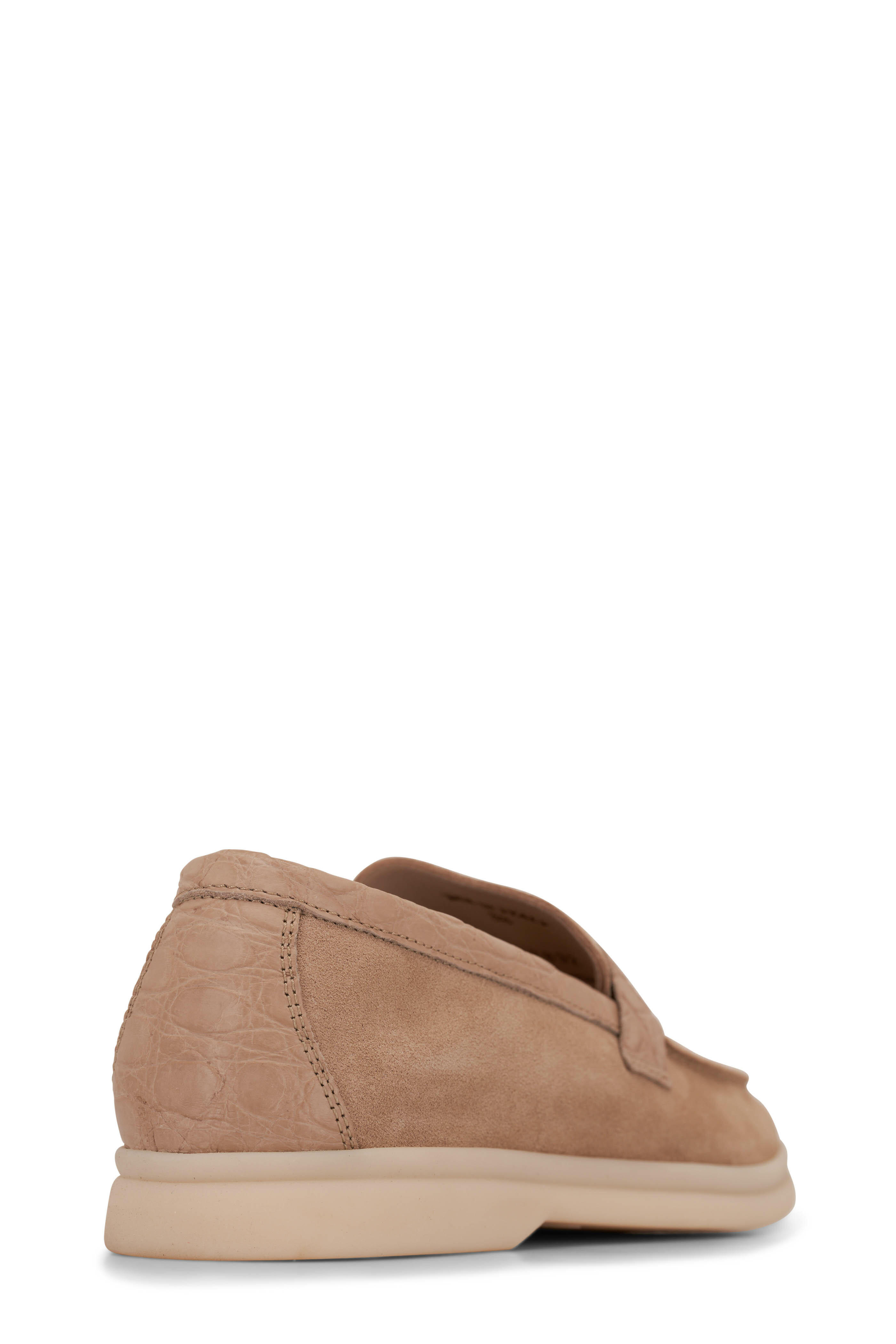 Loro Piana - Summer Charms Sandstone Suede & Crocodile Loafer