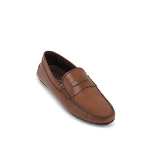 Tod's - Brown Burnished Leather Penny Loafer | Mitchell Stores