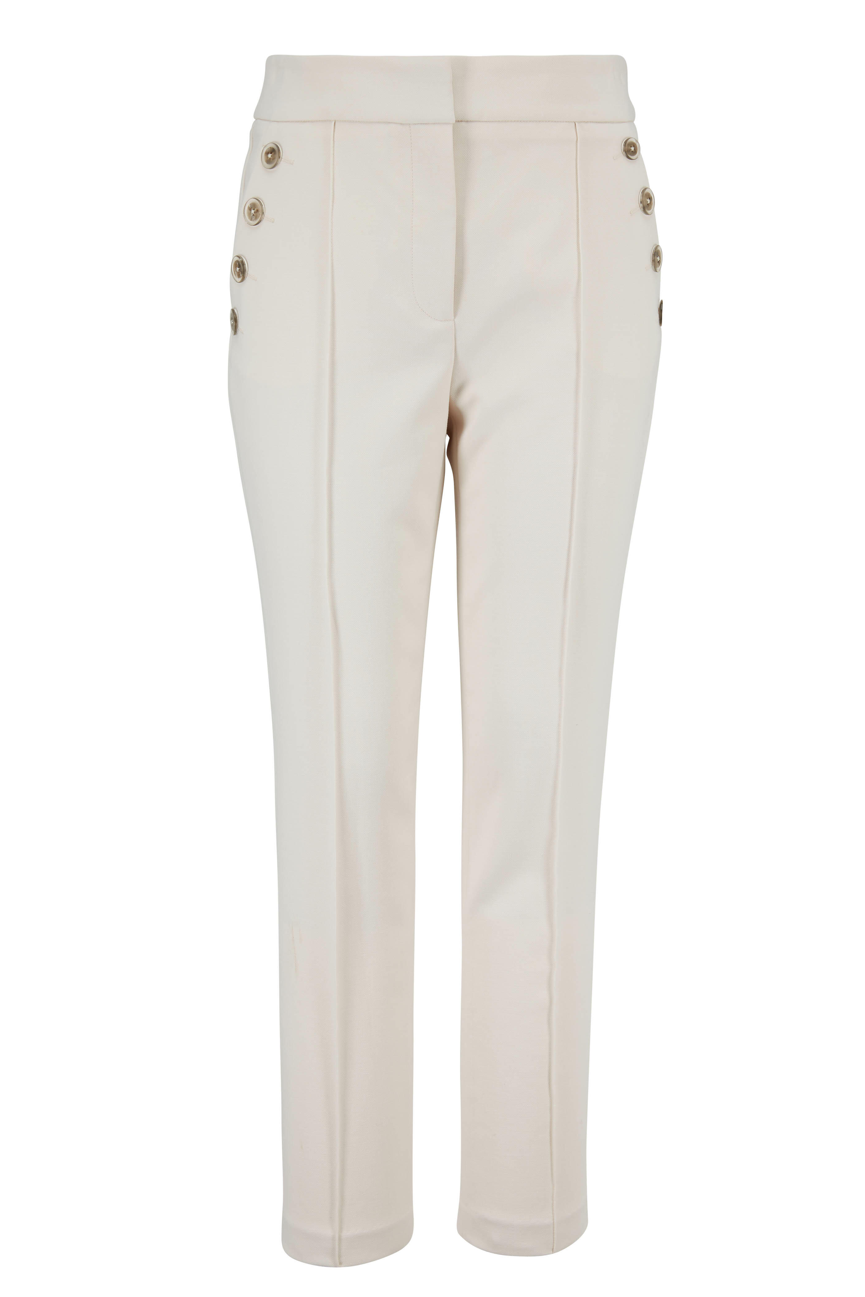 Veronica Beard - Friedman Ivory Button Pocket Cropped Pant