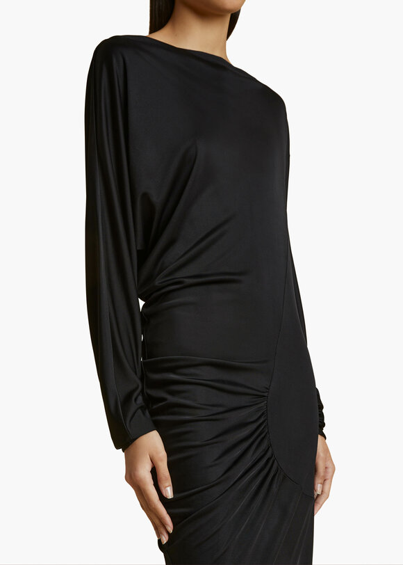 Khaite - Oron Black Draped Jersey Dress 