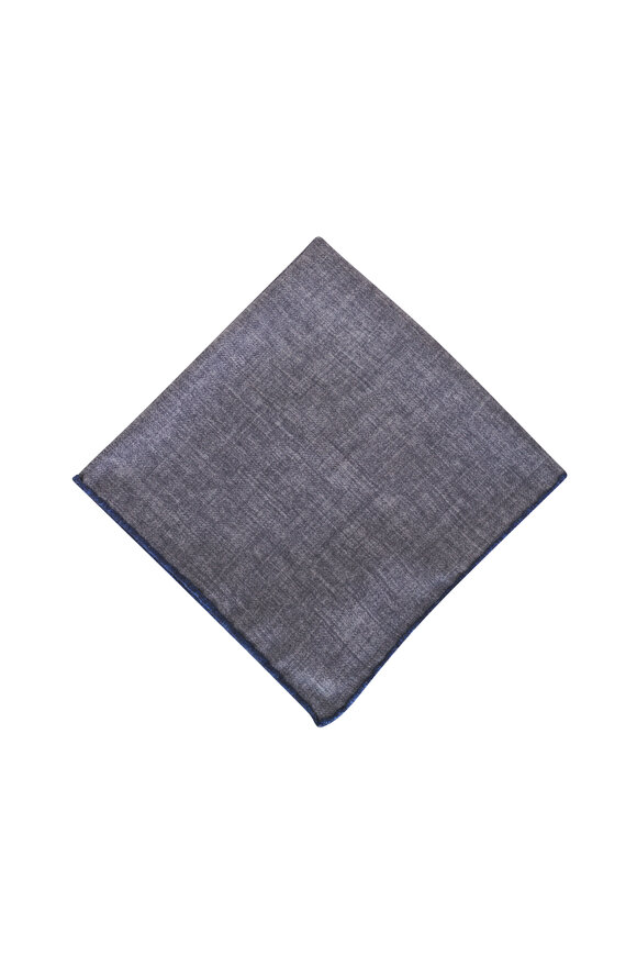 Brunello Cucinelli - Denim & Purple Geometric Prink Silk Pocket Square