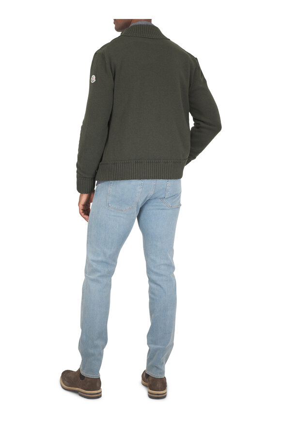 Moncler Green Tricot Quilted Cardigan - view 3