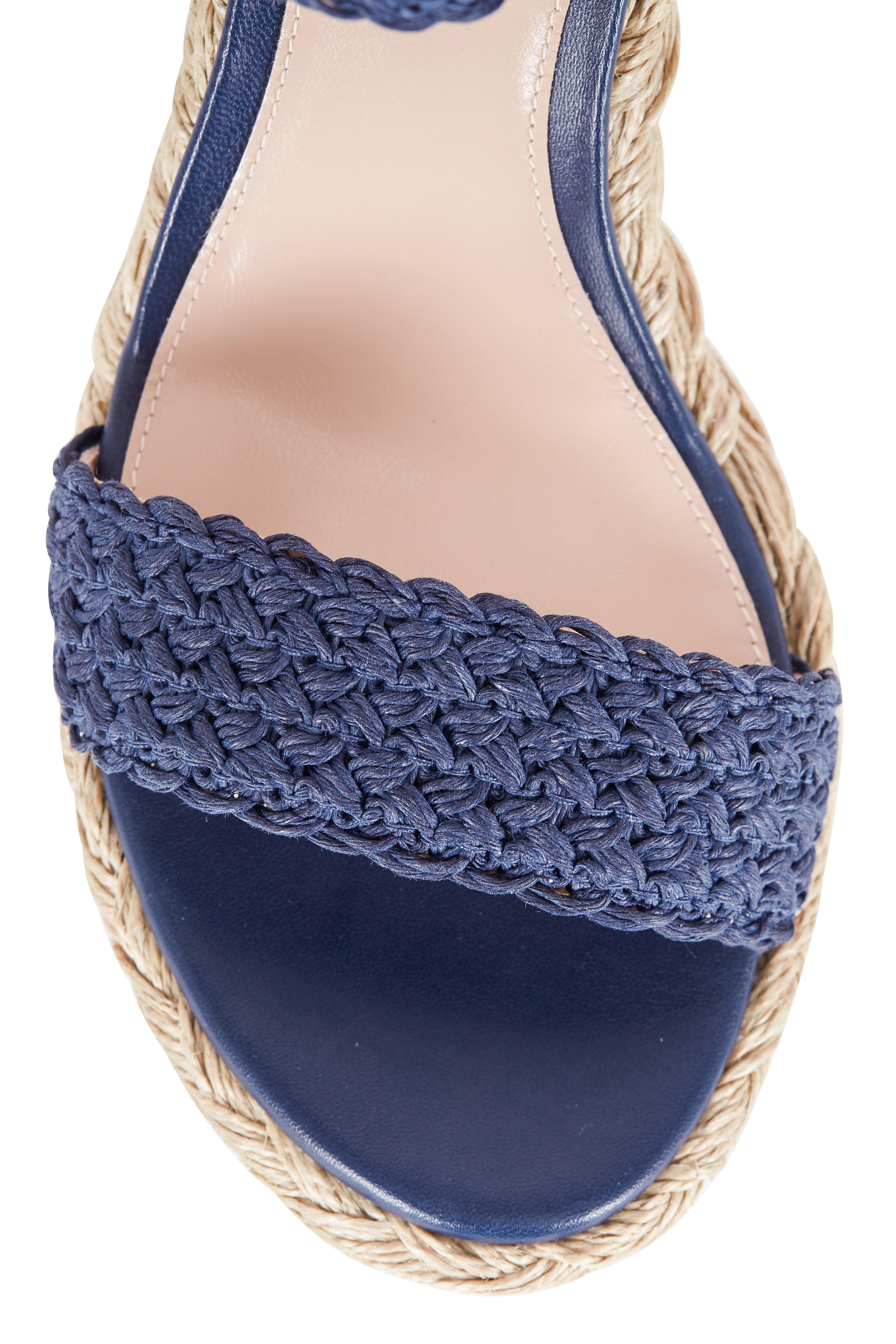 Stuart Weitzman - Alexis Nice Blue Crochet Wedge Espadrille,125mm