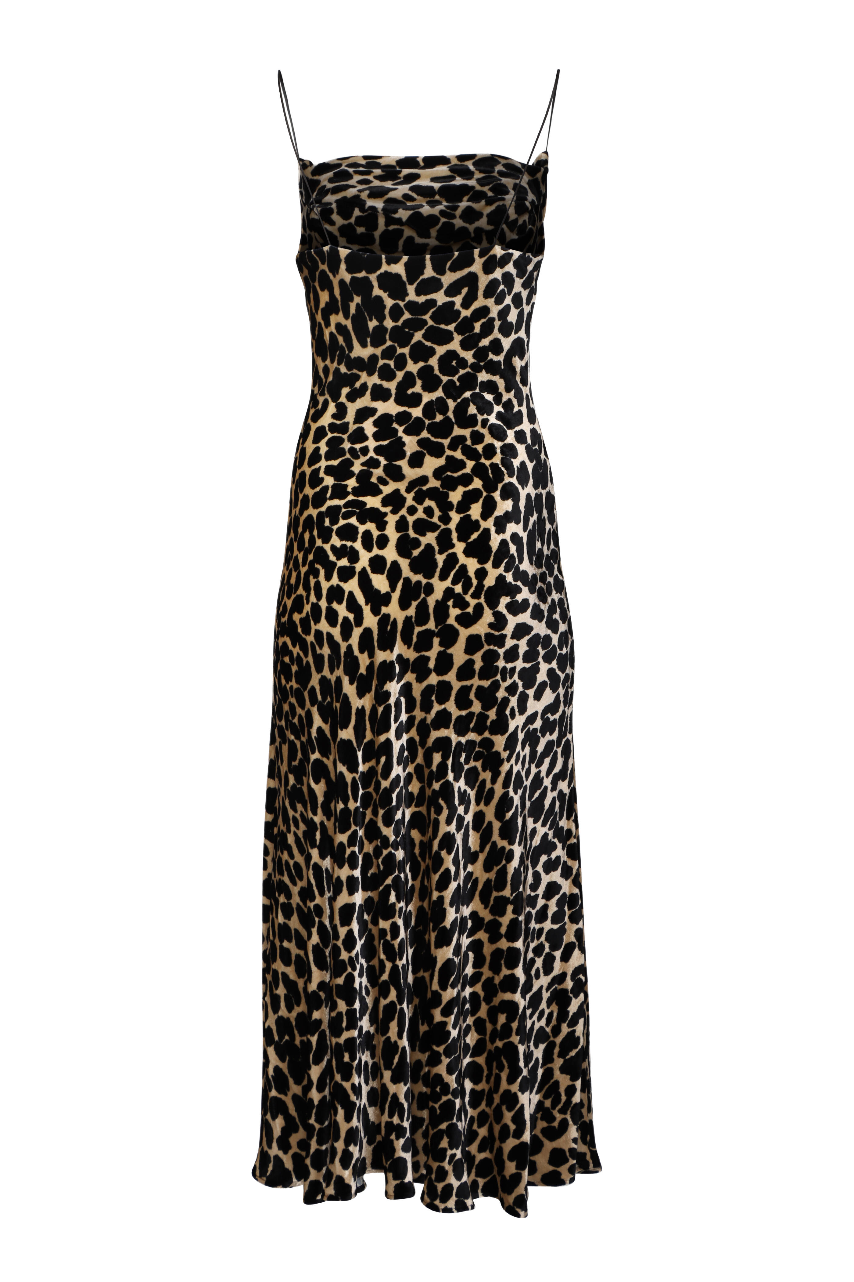 Balmain - Beige & Black Velvet Leopard Midi Dress