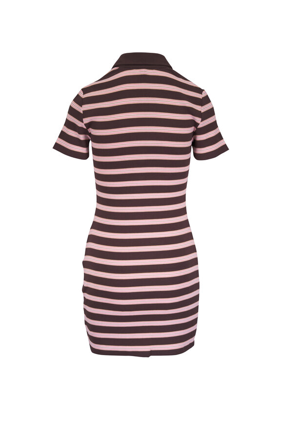 Veronica Beard Lanier Brown Multicolor Stripe T-Shirt Dress - view 3