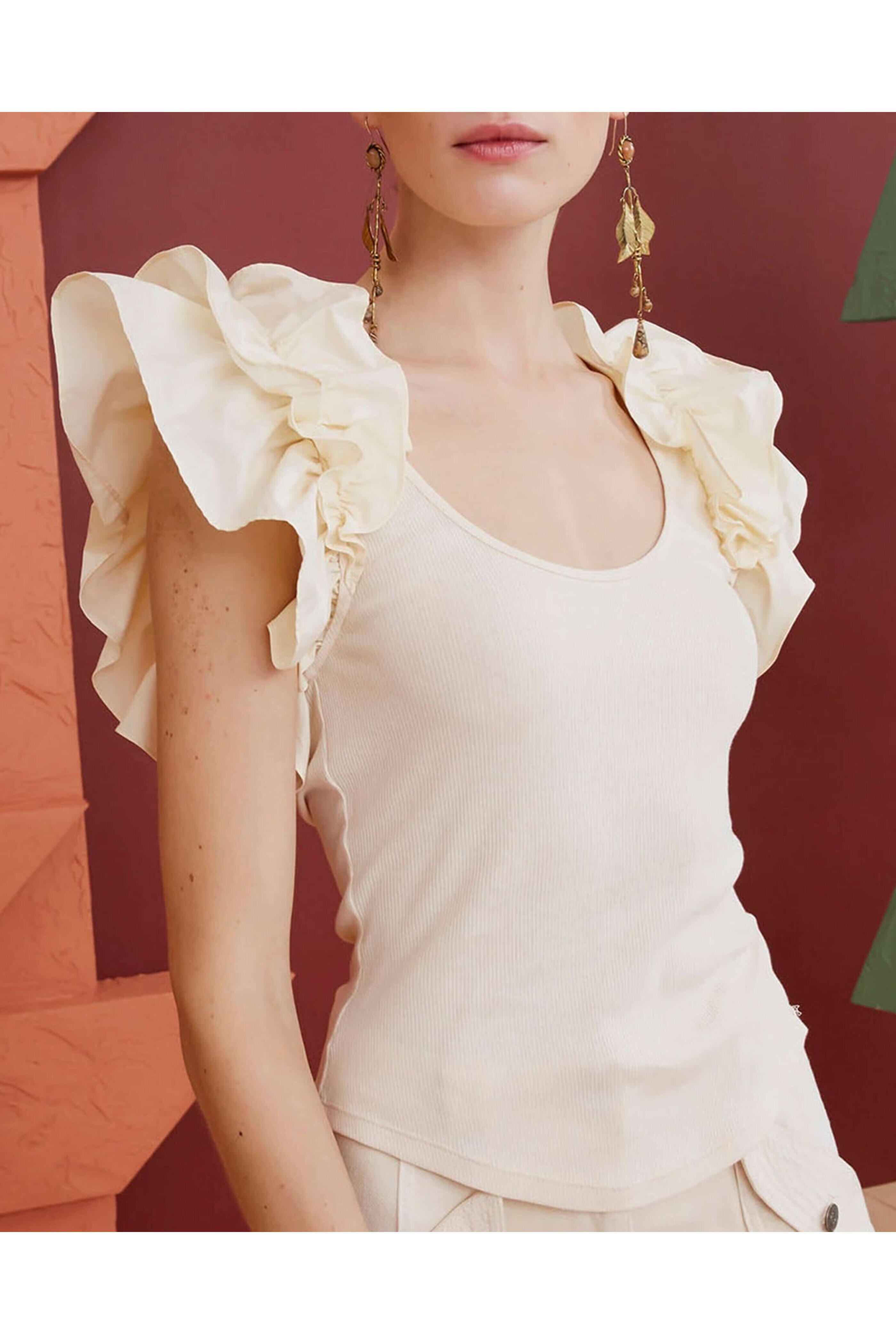 Ulla Johnson - Cream Ribbed Koa Top