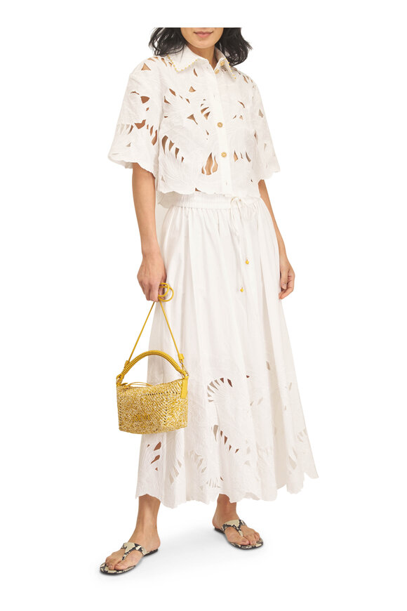 Zimmermann Mahon Ivory Embroidered Crop Shirt - view 2