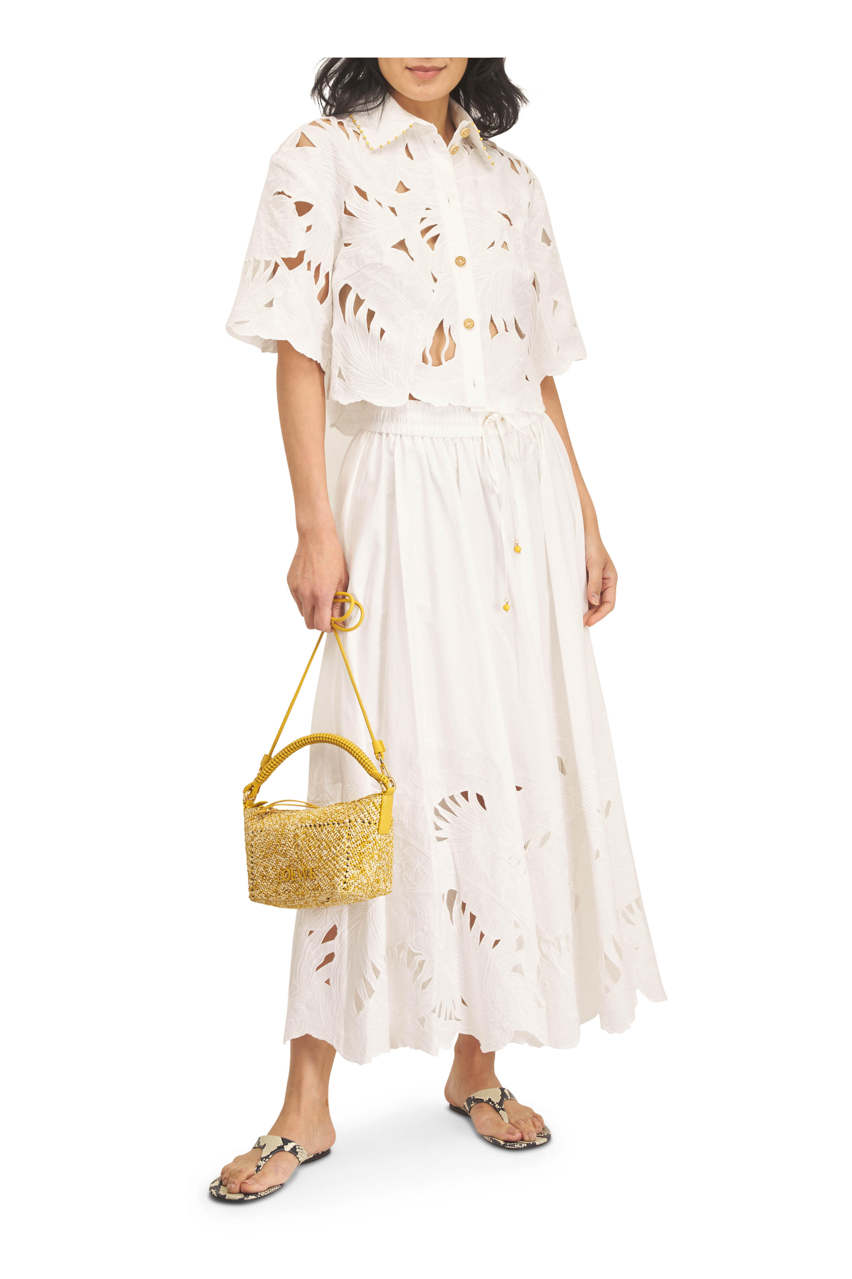 Zimmermann - Mahon Ivory Embroidered Crop Shirt
