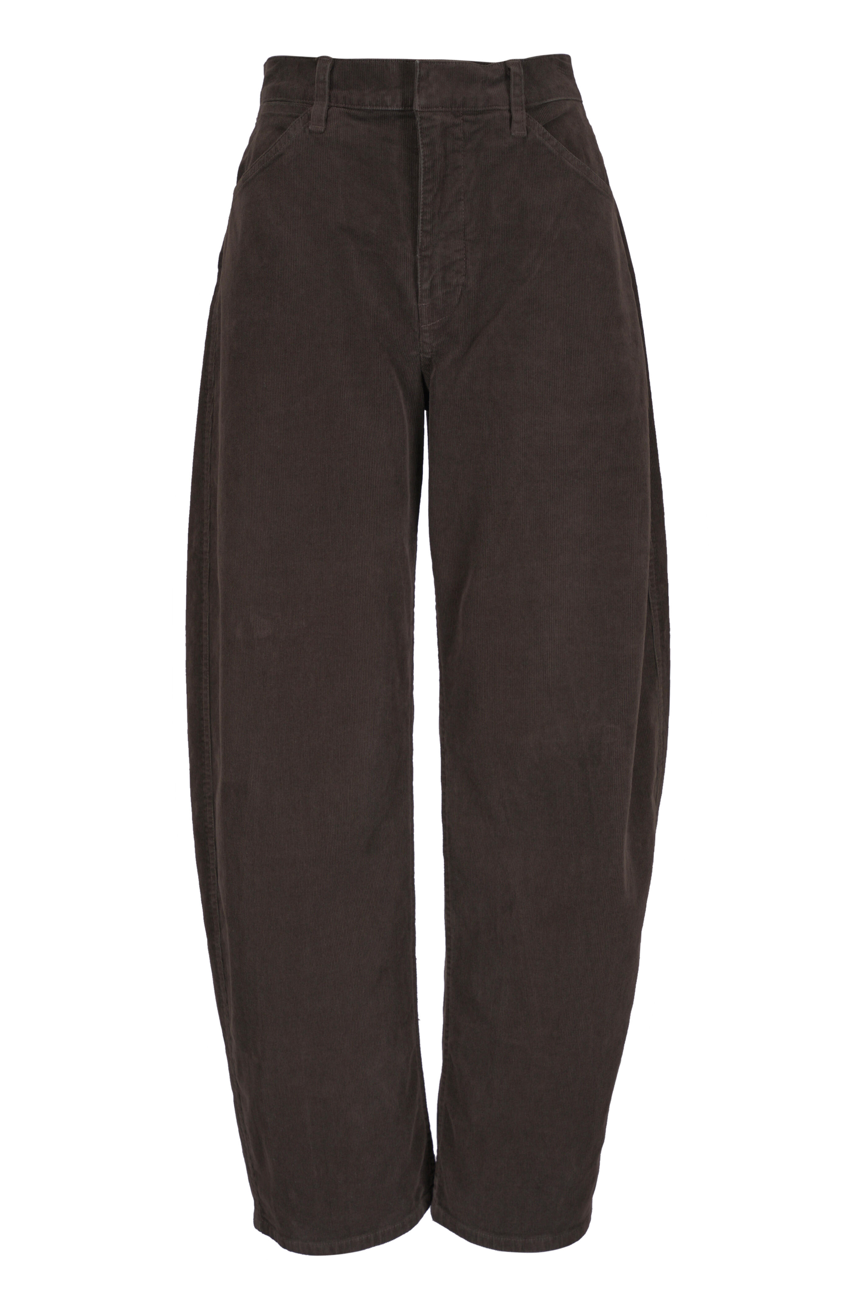 Nili Lotan - Tribeca Chocolate Stretch Cotton Barrel Leg Pant