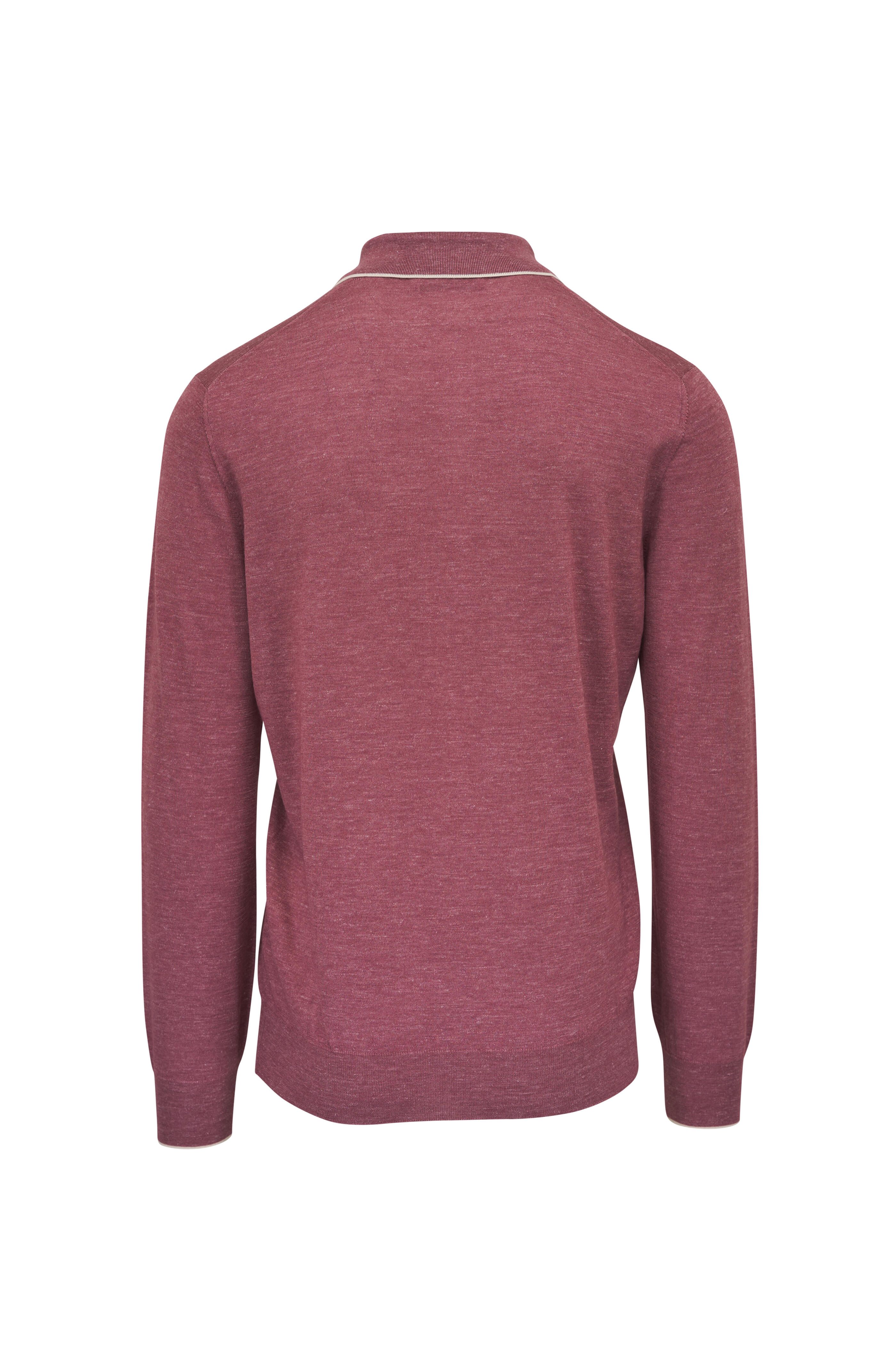 Brunello Cucinelli - Coral Cashmere, Silk & Hemp Long Sleeve Polo