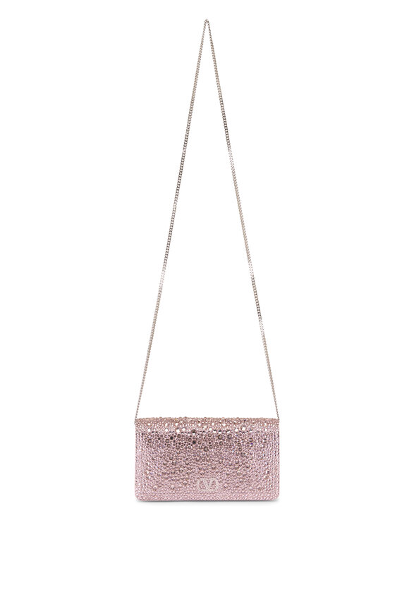 Valentino Garavani Mini VLogo Sparkling Vintage Rose Chain Bag - view 1