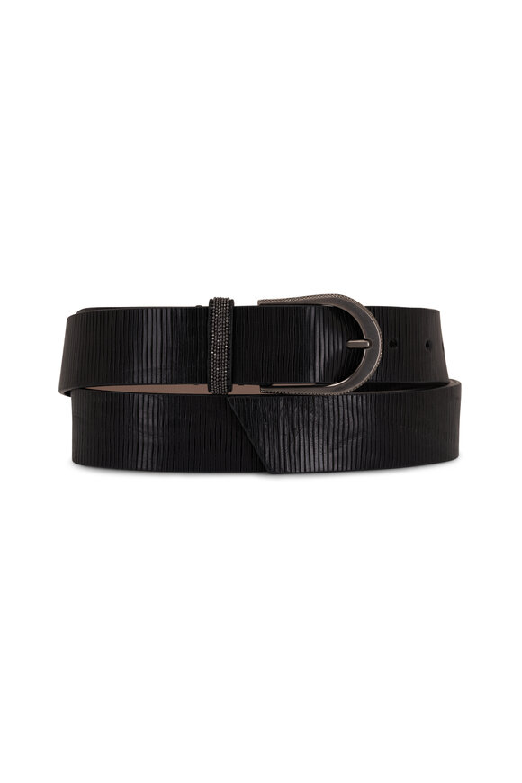 Brunello Cucinelli Black Textured Leather Belt
