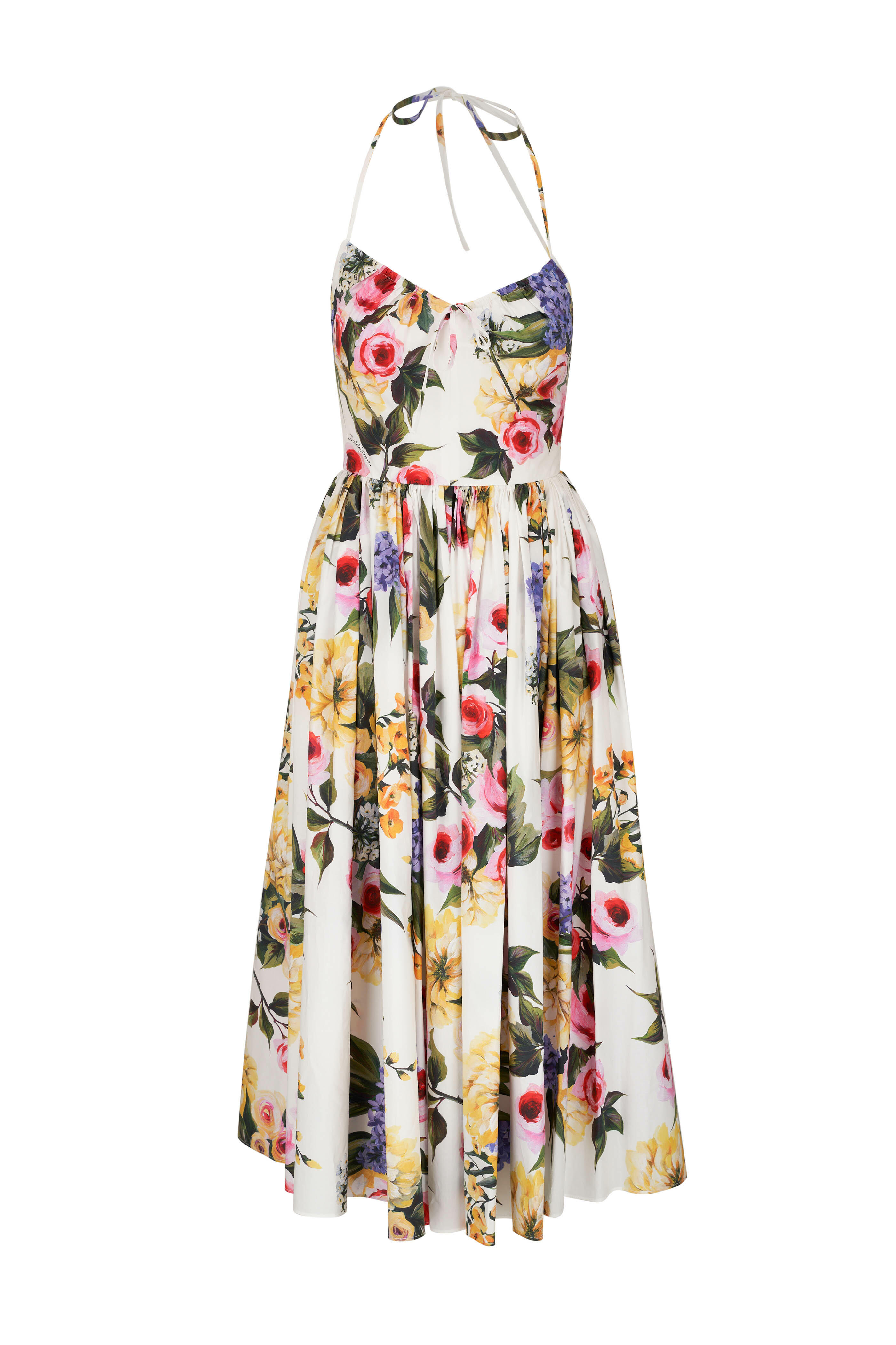 Dolce & Gabbana - White Flower Print Poplin Sundress