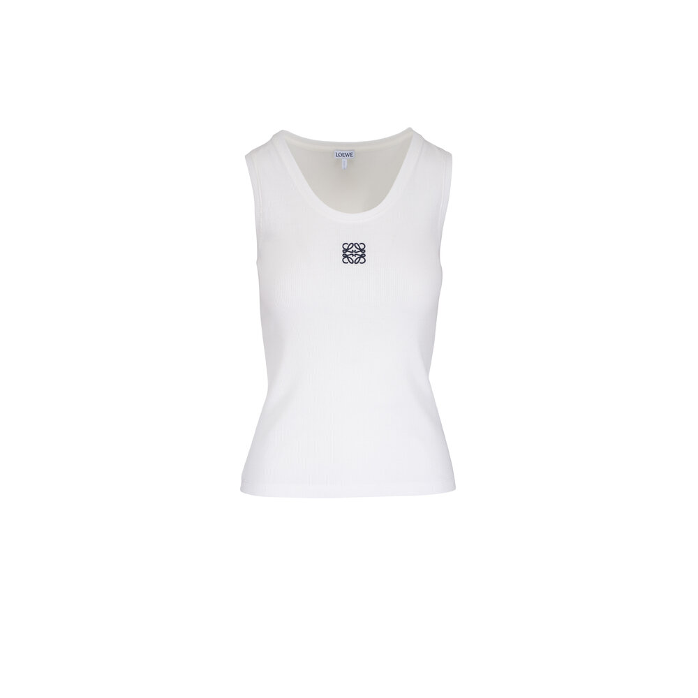 Loewe - Anagram White Ribbed Tank Top | Mitchell Stores