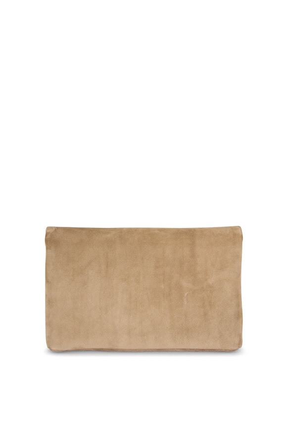 Saint Laurent Large Cassandre Cumin Suede Envelope Pouch - view 2