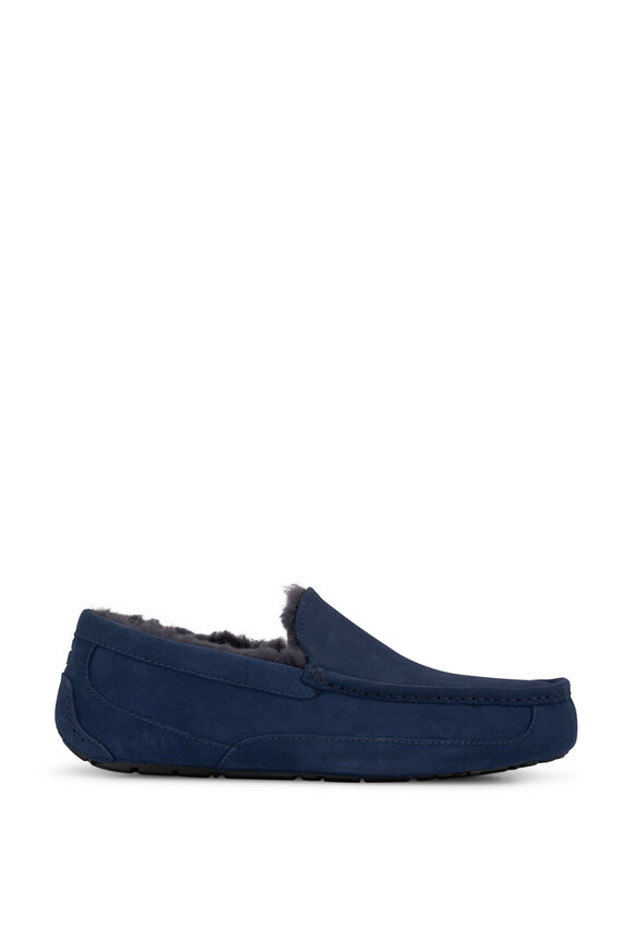 Trask Preston Brown Italian Suede Shearling Slipper