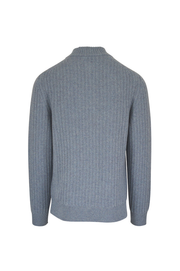 Maurizio Baldassari Canova Blue Cashmere Mock Zip-Up Sweater - view 2