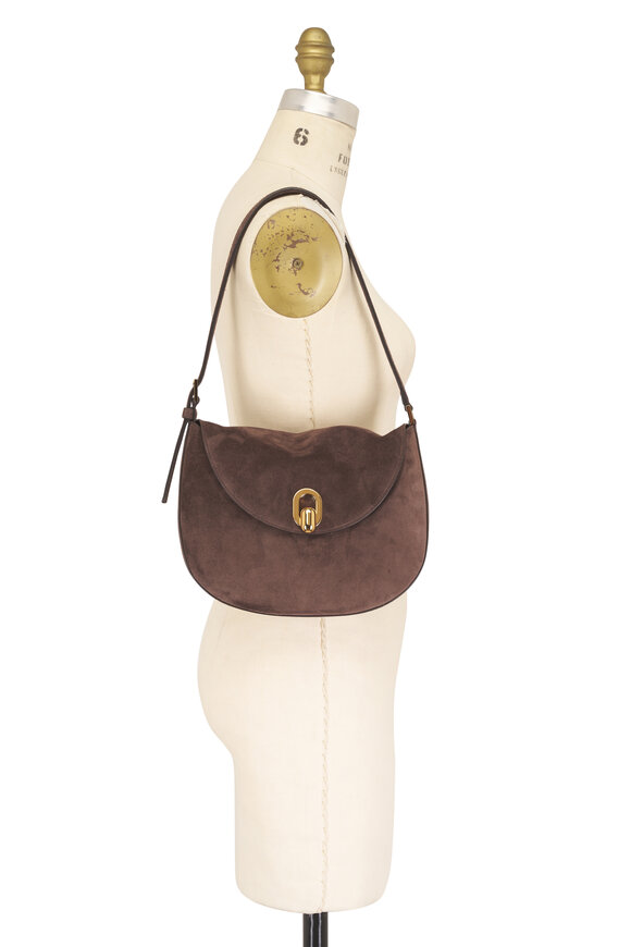 Savette Small Tondo Coffee Suede Hobo - view 7