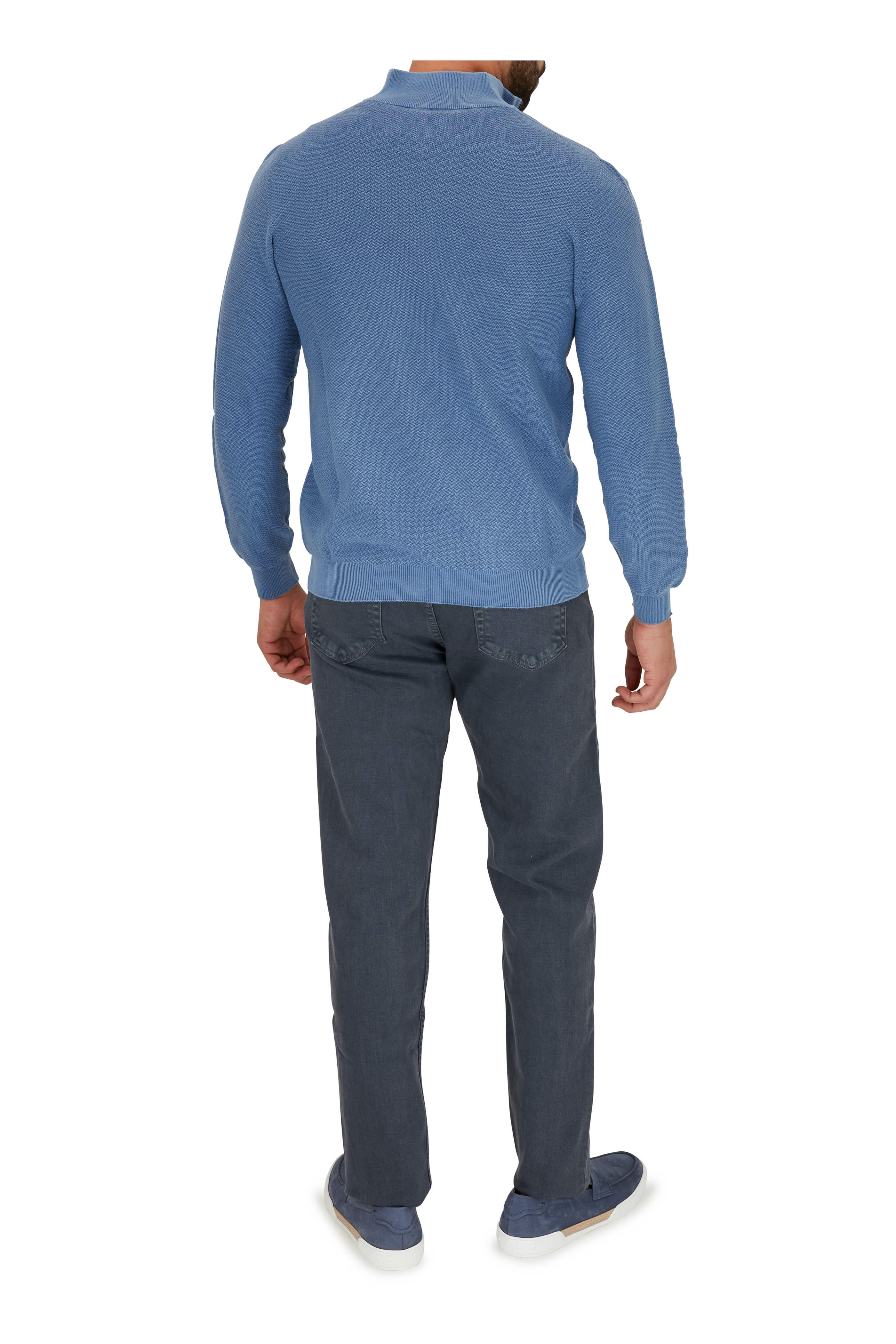 Tod's - Mocassino Light Blue Suede & Raffia Penny Loafer