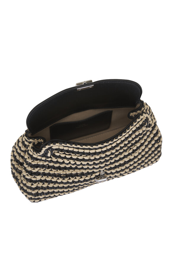 Totême Mini T-Lock Black & Natural Woven Leather Clutch - view 4