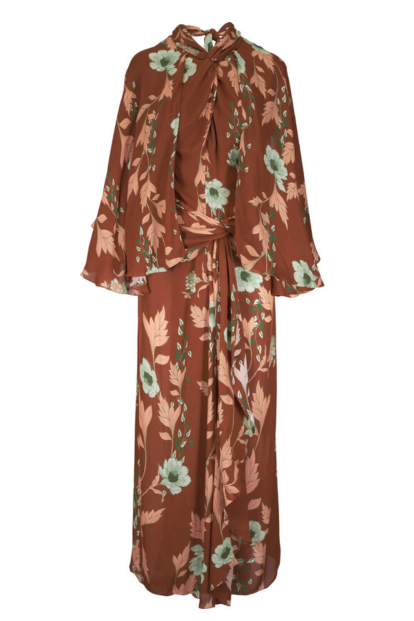 Johanna Ortiz Caramel Cape Town Print Silk Dress - view 1