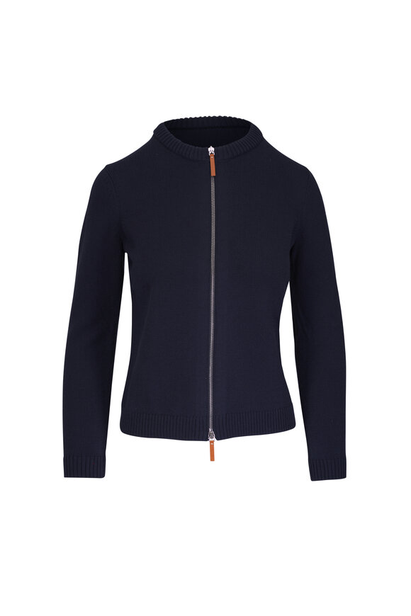 Lafayette 148 New York Ink Cotton & Silk Zip Cardigan