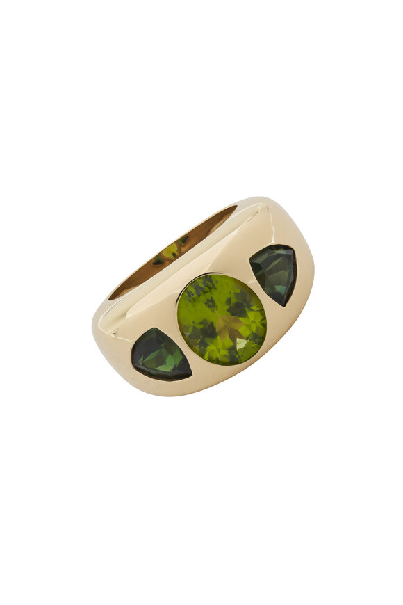 Claudia Mae - 14k Yellow Gold Peridot Chunky Nomad Ring