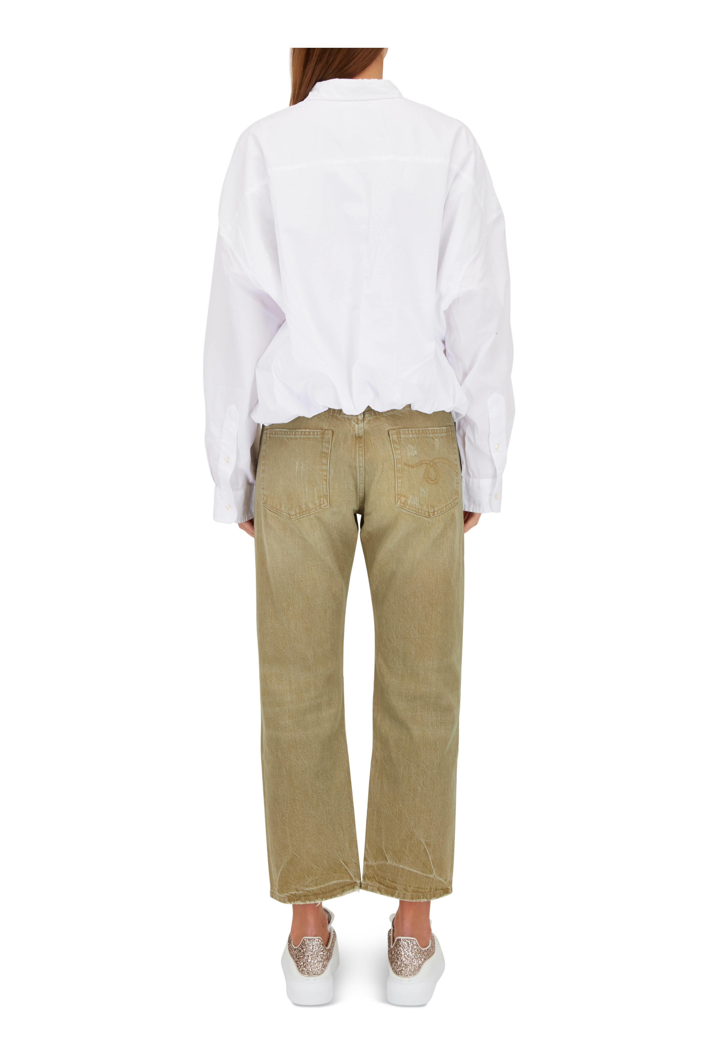 R13 - White Gathered Hem Shirt