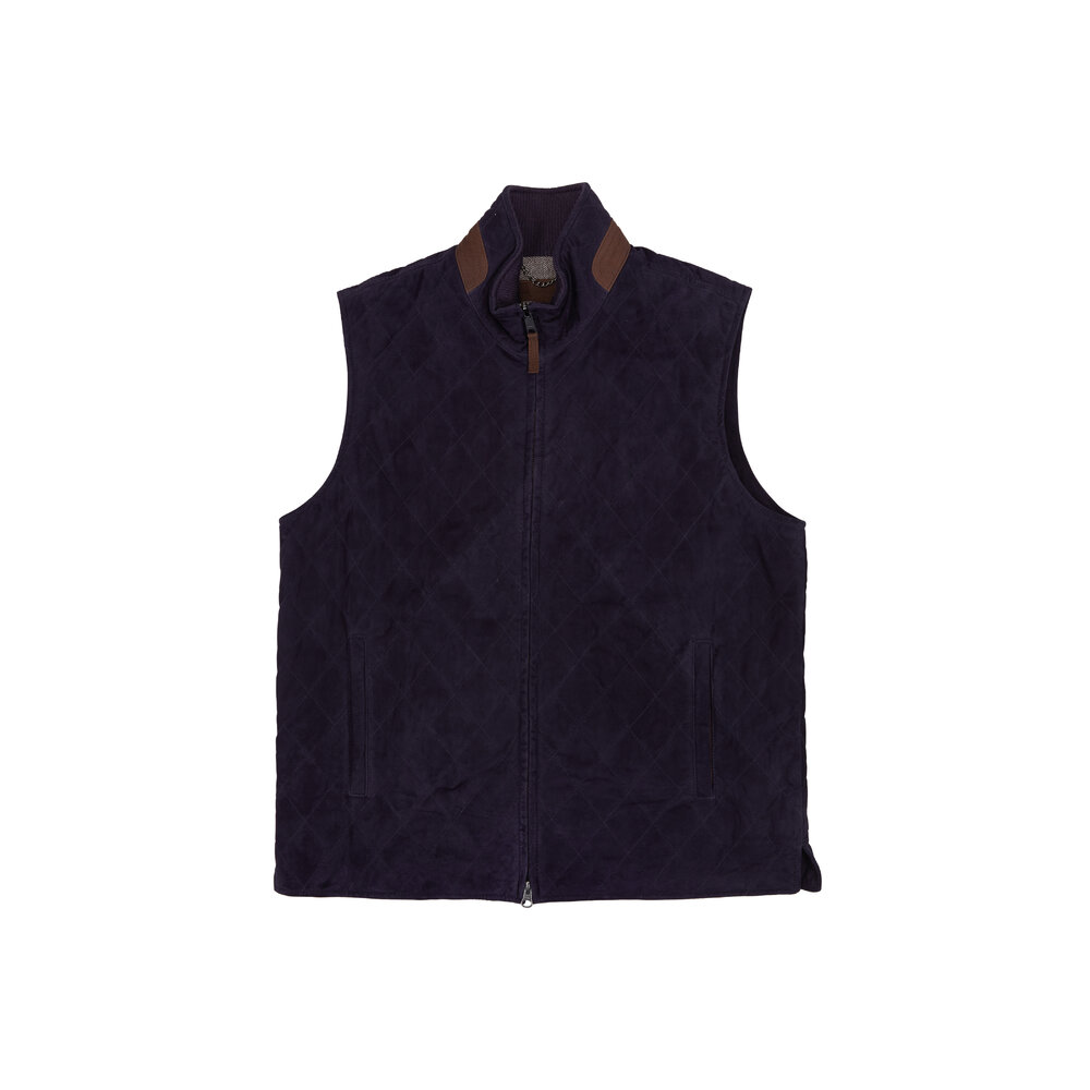 Golden Bear - Silverado Navy Blue Quilted Leather Vest